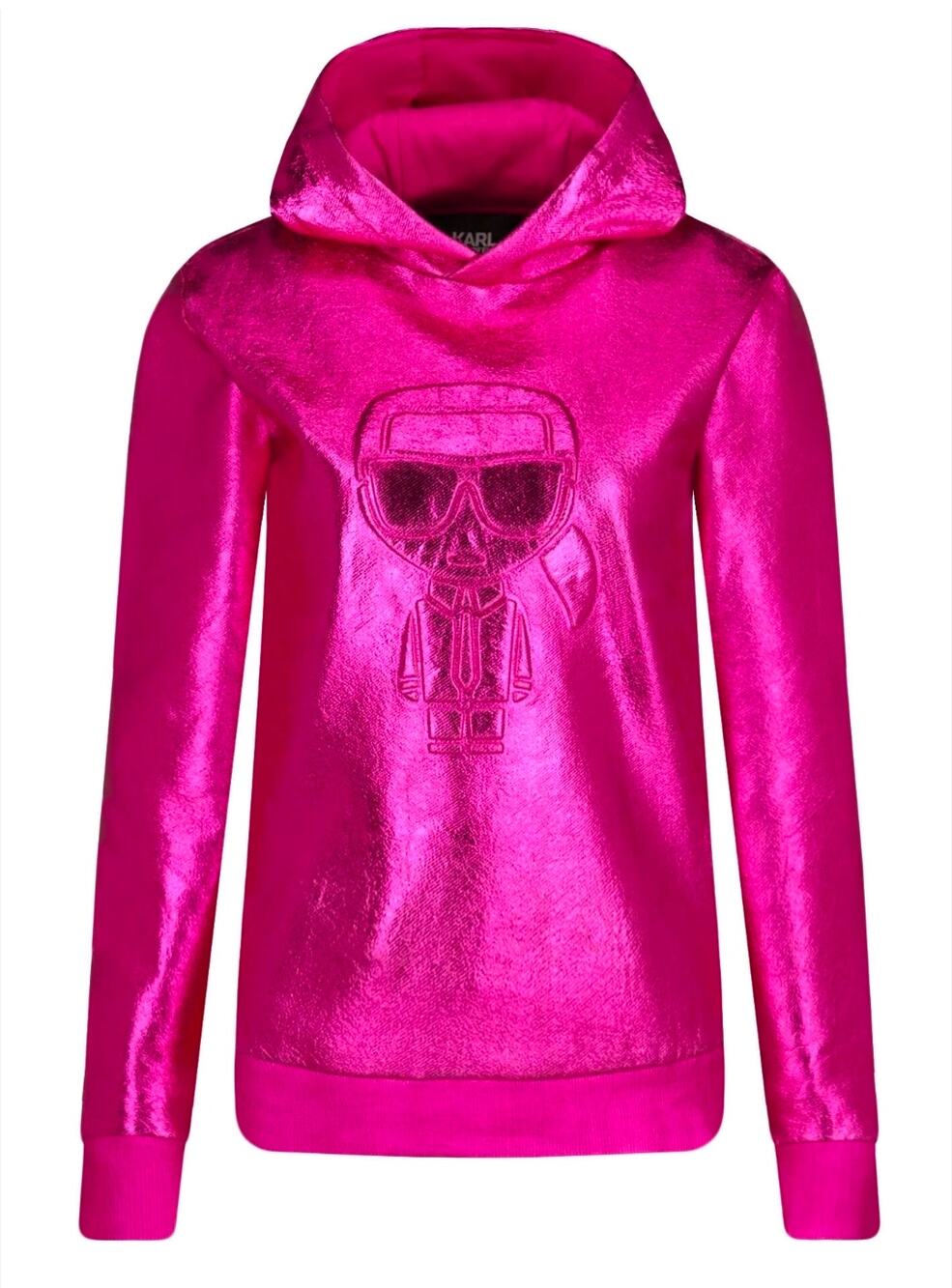 NWT Karl Lagerfeld Ikonik Coated Hoodie Magenta Fuchsia Pink Small